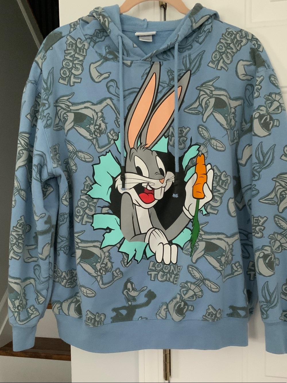 Warner Bros. Bugs Bunny Zip-Up Hoodie - Light Blue with Orange and Mint Accents